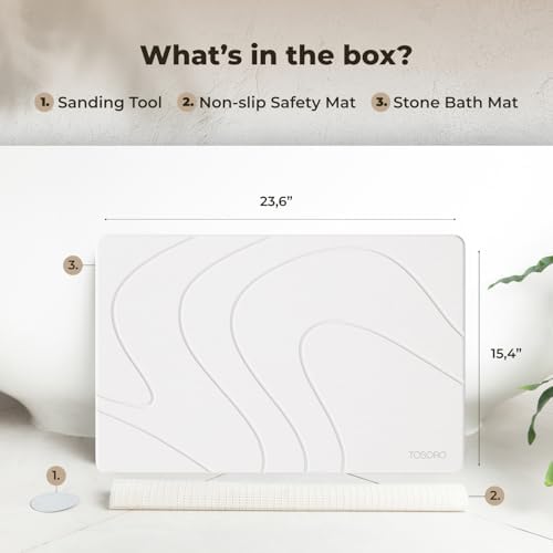 TOSORO - Stone Bath Mat Diatomaceous Earth Shower Mat Non-Slip Super Absorbent Diatomite Stone Bath Mats for Bathroom Floor Quick Drying Natural Easy to Clean (23.5 x 15) - Sandstone - Image 6