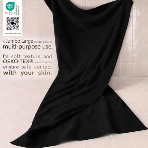 Cotton Paradise 100% Cotton Turkish Towel Set, Soft Absorbent Quick Dry, 2 Piece 35x70 Bath Sheet Set, Coal Black - Image 3