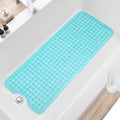 TEESHLY Bath Tub and Shower Mats, Non Slip 40 x 16 Inch Extra Large Bathtub Mat, Machine Washable Bathmat with Drain Holes, Suction Cups for Bathroom Floor, Clear Turquoise by TEESHLY