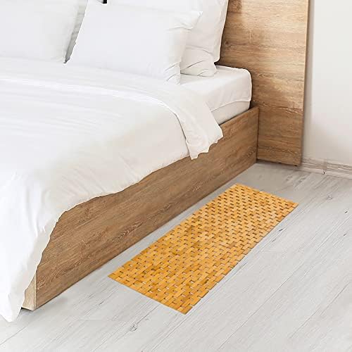 Bambo Bath Mat Bathroom Runner Long Large Rugs Floor Wood Shower Bathtub Waterproof Non Slip Accessories 16x48 Inch Easy to Clean, Natural, 1 pc - Image 5