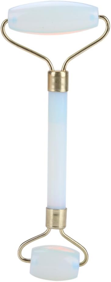 1Pcs Natural Jade Double-head Beauty Roller Anti-Aging Face Roller Eye Neck Massager Slimming Tool Tool(Light Blue)