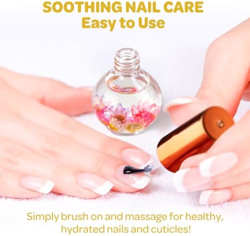 JIASHENG Cuticle Oil, Peach Cuticle Nail Oil Infused with Real Flowers 15ml - Image 5