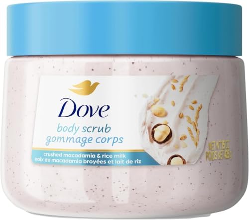 Dove Scrub Macadamia Rice Milk Body Scrub Exfoliates and Deeply, 15 Ounce (Pack of 12) by Dove