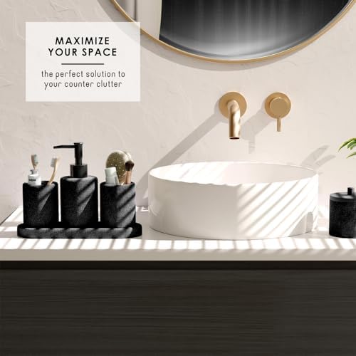 Clara Clark Bathroom Set - Black Bathroom Accessories Set, 19PC Bathroom Accessory Set, Bathroom Sets with Shower Curtain Set, Soap Dispenser & Toothbrush Holder - Image 6