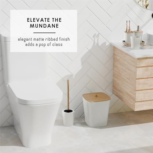 Clara Clark Bathroom Set - White Bathroom Accessories Set, 6PC Bathroom Accessory Set, Bathroom Sets with Toilet Brush, Trash Can & Soap Dispenser - Image 6