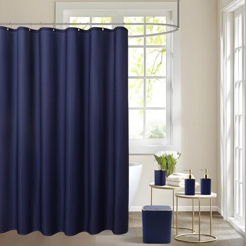 XLHOMO 26PC Bathroom Accessories Set - Gorgeous Blue Bathroom Set, Bathroom Accessory Set, Navy Blue Shower Curtain Set with Bathtub Mats for Shower Tub - Image 5