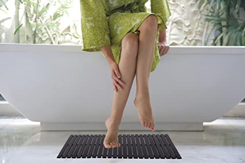 Bath Mat Bathroom Rugs Floor Wood Shower Bathtub Waterproof Non Slip Black Accessories 16x24 Inch Easy to Clean, 2 pcs - Image 5