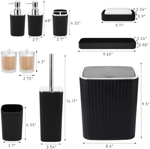 XLHOMO Bathroom Accessories Set - 10PC Gorgeous Black Bathroom Set - Image 3
