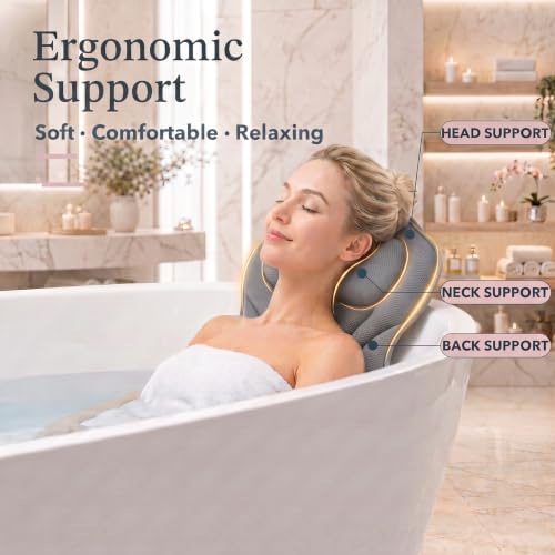 Bath Pillow for Tub 5D Air Mesh with 72 Silicone Suction Cups Grey - Image 2
