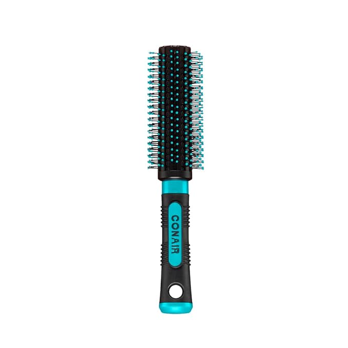 Conair Grip & Style Round Brush, Nylon Bristle Hair Brush for Blowout Styling, Ideal for Coarse, Curly, Wavy Hair, Color May Vary