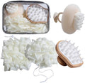Bath Tools Set, 5 PCS Loofah Washcloth Combo 2-in-1, Suction Cup Bath Ball，Silicone Body Bath Brush with Waterproof Cosmetic Bag, for Body Wash and Smooth Skin by NVTED
