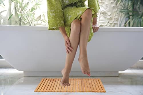 Bath Mat Bathroom Rugs Floor Wood Shower Bathtub Waterproof Non Slip Natural Accessories 16x24 Inch Easy to Clean, 2 pcs - Image 4