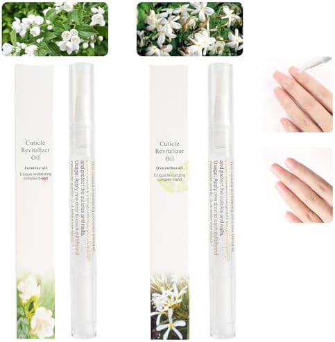 Meschett 2PCS Cuticle Oil Pens for Nail Care, Moisturizing Nail Oil Pen with Soft Brush, Hydrating Cuticle Oil for Dry Nails & Cuticles (Osmanthus flowers & Jasmine Flavor) by MESCHETT