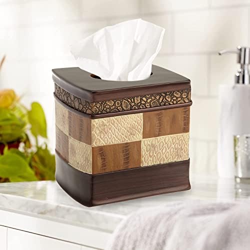 Zahari Home 2pc Zambia Animal Print Bath Accessories Set Waste Basket & Tissue Box Modern Classic Contemporary Decorative Beautiful Designs Bathroom Decor Set for Home Luxury Bath Set - Image 3