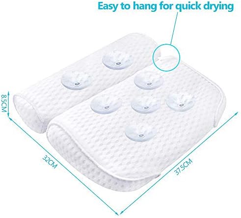 AmazeFan Bath Pillow, Bathtub Spa Pillow with 4D Air Mesh Technology and 7 Suction Cups, Helps Support Head, Back, Shoulder and Neck, Fits All Bathtub, Hot Tub and Home Spa [US. Patent Design] - Image 5