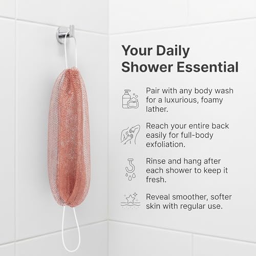 UJFQBH African Net Sponge Authenti, Exfoliating Body Scrubber for Back and Hard to Reach Areas, Gentle Daily Exfoliation for Deep Cleansing, Quick Drying Shower Essential, Berry Pink 3 Pack - Image 4