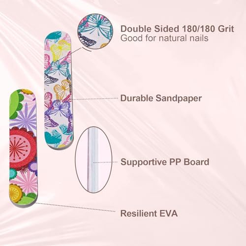 Mini Nail Files (50 Packs), Colorful Emery Boards for Nails Double Sided 180 Grit Emory, Gifts Bulk Fingernails Manicure Tools Shaping Buffing Smoothing Filers Cute 3.5” - Image 7