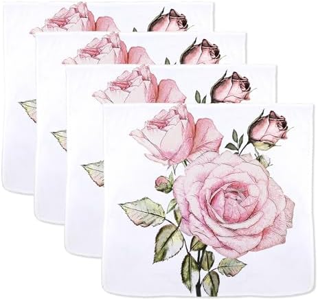 12x11 Inches Pack of 4 Classic Pink Rose Facial Towel Soft Washcloths Hand Wash Cloths Premium Bath Towels Set Travel Towels Quick Drying Reusable Machine Washable Use as Face and Body - Image 2