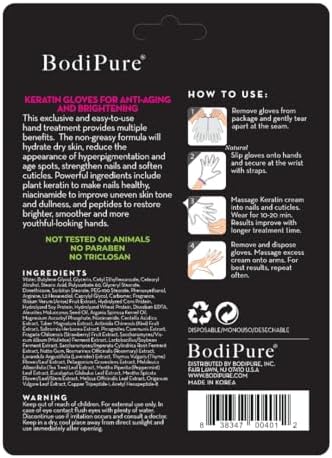 Bodipure Hand Mask Premium 100pk, K-Beauty Keratin, Spa Treatment Nail Care - Image 4