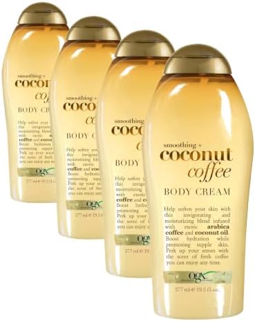 OGX Smoothing + Coconut Coffee Body Cream 19.5 oz,(Pack of 4) by OGX
