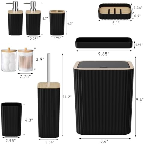 XLHOMO Bathroom Accessories Set - 10PC Elegant Black Bathroom Set - Image 4