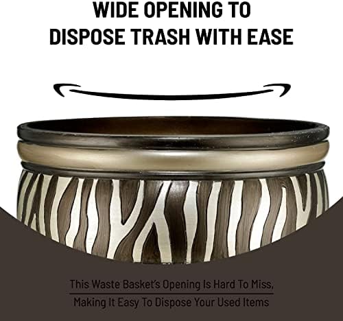 Zahari Home 2pc Safari Stripes Modern Bath Accessories Set Waste Basket & Tissue Box Modern Classic Contemporary Decorative Beautiful Designs Bathroom Decor Set for Home Luxury Bathroom Sets - Image 5
