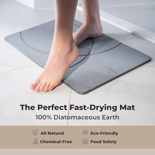 TOSORO - Stone Bath Mat Diatomaceous Earth Shower Mat Non-Slip Super Absorbent Diatomite Stone Bath Mats for Bathroom Floor Quick Drying Natural Easy to Clean (23.5 x 15) - Graphite - Image 4