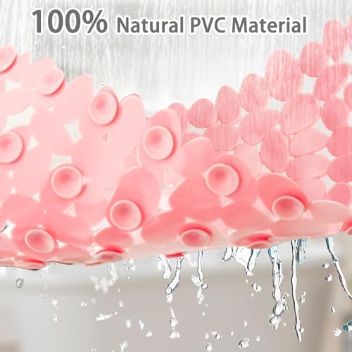 Pebble Shower Mat for Bathtub Non Slip Mat 35"X16" with Suction Cups,Pink - Image 7
