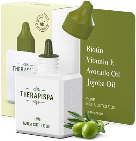 THERAPISPA Nail & Cuticle Oil with Avocado, Jojoba, Biotin & Vitamin E – Nail Growth & Repair Oil for Damaged Cuticles & Brittle Nails (Olive, 2.0 fl oz) by THERAPISPA