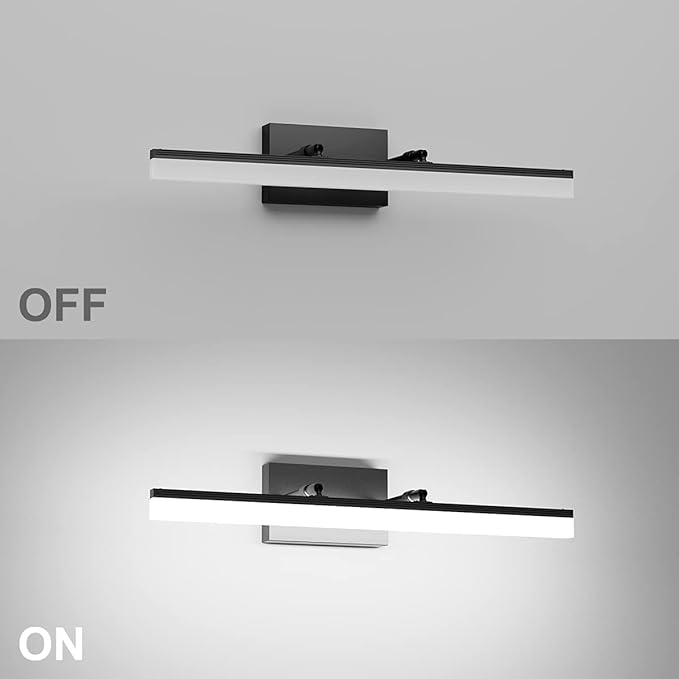 Aipsun 24 inch Black LED Vanity Light Adjustable Modern Bathroom Vanity Light Fixtures Over Mirror 5500K