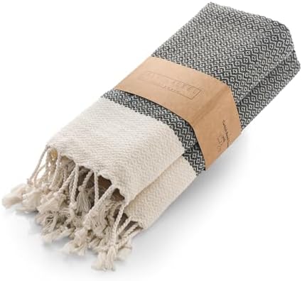 BAY LAUREL Turkish Hand Towel – Pack of 2 | Soft & Absorbent Decorative Towels for Bathroom, Hand, Face, Hair, Gym, Yoga, SPA, Kitchen & Tea (Dark Army Green, Diamond 16x40 Inches (Set of 2) by BayLaurel