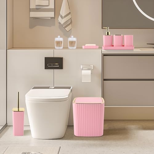 XLHOMO Bathroom Accessories Set - 10PC Gorgeous Pink Bathroom Set - Image 6