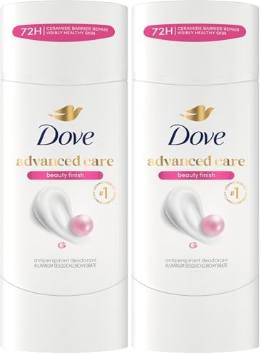 Dove Advanced Care Antiperspirant Deodorant Stick Beauty Finish for Helping Repair Skin Barrier After Shaving, with 72-Hour Sweat & Odor Protection, 2.6 oz (Pack of 2) by Dove