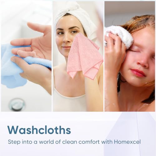 HOMEXCEL Washcloths 24PK, Ultra Soft&Highly Absorbent Face Towels, 12X12 in - Image 6