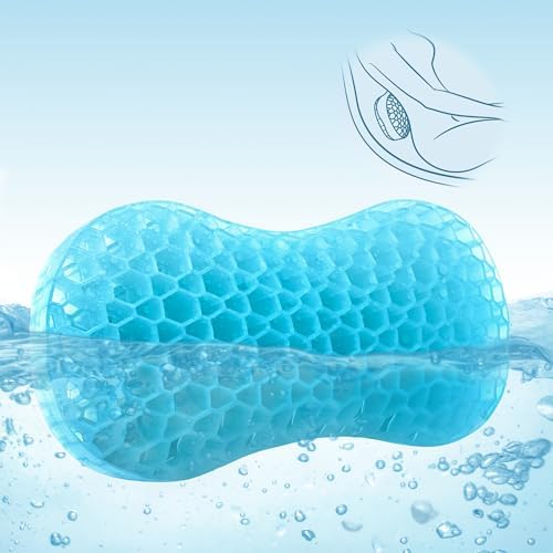 Sunlit Bath Jello Mini Gel Bath Pillows, Lumbar Pillow for Bathtub, Back Support Pillow, Gel Pillow with Non-Slip Suction Cups for Lumbar, Back Rest Support, Fits Curved or Straight Back Tubs, Aqua by Sunlit