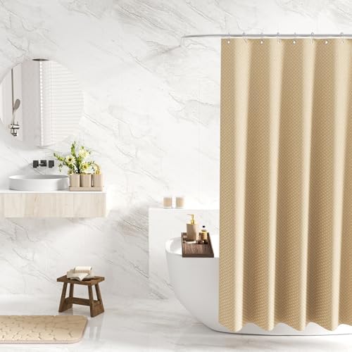 XLHOMO Bathroom Set - Bathroom Sets with Shower Curtain and Rugs, Beige - Image 5