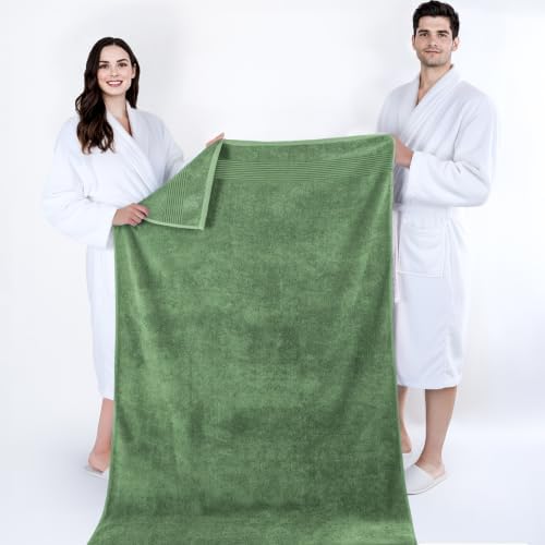 Cotton Paradise 100% Cotton Turkish Towel Set, Soft Absorbent Quick Dry, 2 Piece 35x70 Bath Sheet Set, Sage Green - Image 5