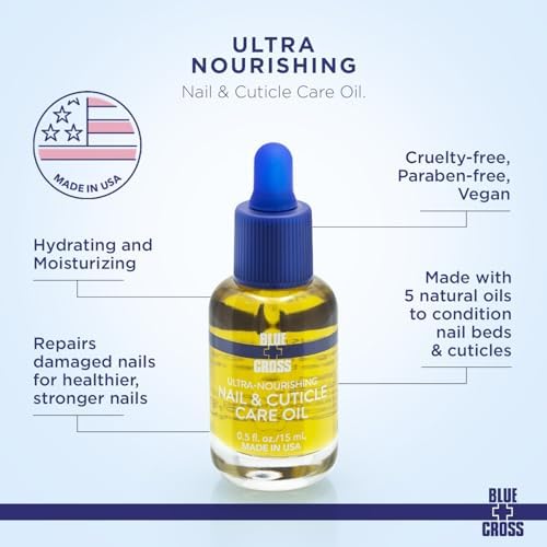 Blue Cross Nail & Cuticle Care Oil, Mineral Oil Free, Hydrating, Moisturizing, All Natural Professional Nail + Cuticle Care, Lemongrass/Lavender Scented Essential Oils, Made in USA, 0.5 floz/15mL - Image 4