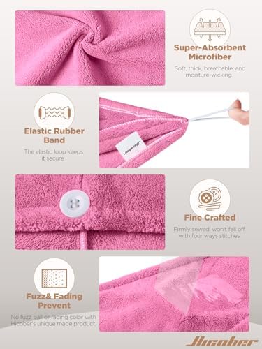 Hicober Microfiber Hair Towel Wrap for Women, Aqua Peach Pink, 3-Pack - Image 3
