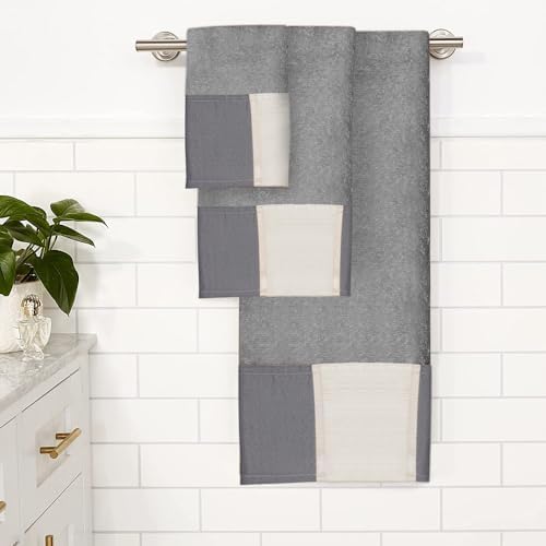 Zahari Home Modern Line Bathroom Towel Set - 3 Piece Set, Modern Design, Luxury Gray Towels - Image 5