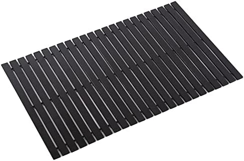 Bath Mat Bathroom Rugs Floor Wood Shower Bathtub Waterproof Non Slip Accessories 16x24 Inch Easy to Clean, Black, 1 pc by Fovlaurs