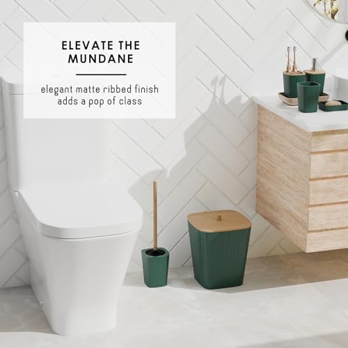Clara Clark Bathroom Set - Hunter Green Bathroom Accessories Set, 6PC Bathroom Accessory Set, Bathroom Sets with Toilet Brush, Trash Can & Soap Dispenser - Image 6
