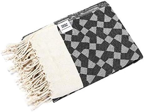Turkish Bath Towel 100% Cotton, Hamman, Eco-Friendly Quick Dry Travel Sauna Spa Beach Pool (35 x 70 inches) Soft Absorbent, Picnic, Peshtemal Towels (Black Diamond)