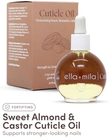 ella+mila Cuticle Oil for Nails - Sweet Almond & Castor, Vegan, 2.3 fl oz - Image 2