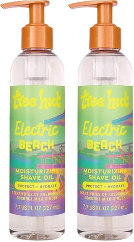 Tree Hut Electric Beach Moisturizing Shave Oil, Hydrating Gel-to-Oil Formula for a Close, Smooth Shave, Made with Shea Butter, For All Skin Types, 7.7 fl oz (Pack of 2) by TreeHut
