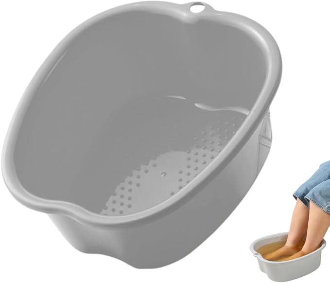 Ytterbium Foot Soaking Bath Basin, Large Massage Foot Soaking Tub, Plastic Home Spa Pedicure Bucket, Relaxation & Stress Relief, Suitable for Women & Men (Gray)