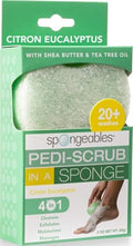 Spongeables Pedi Scrub Foot Exfoliating 5+ Wash Travel Sponge, Citron Eucalyptus, 1 Count by Spongeables