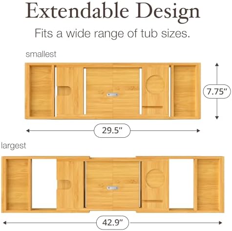 Personalized Bathtub Tray - Custom Engraved Foldable Bamboo Bath Caddy, Expandable Tub Tray Bath Table, for Mom Personalized Mom Birthday Gift, for Wife Gift for Her - Image 4