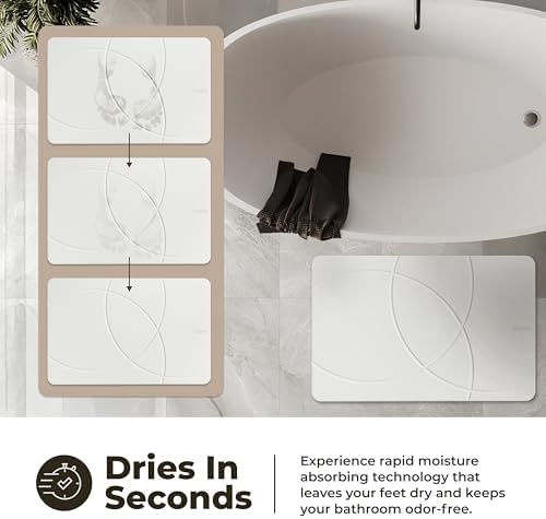 TOSORO - Stone Bath Mat Diatomaceous Earth Shower Mat Non-Slip Super Absorbent Diatomite Stone Bath Mats for Bathroom Floor Quick Drying Natural Easy to Clean (23.5 x 15) - Sandstone - Image 3
