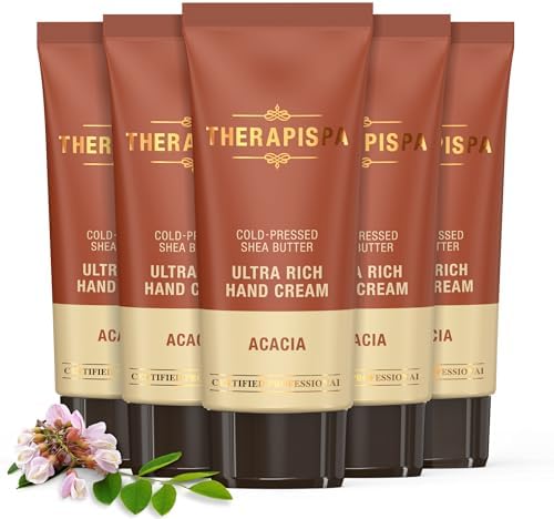 THERAPISPA Ultra Rich Hand Cream – Intensive Hydration & Repair for Dry, Chapped Hands | Enriched with Shea Butter, Ceramides, Niacinamide (B3) & Panthenol (B5) (Acacia, 2.0 oz, Pack of 5) by THERAPISPA